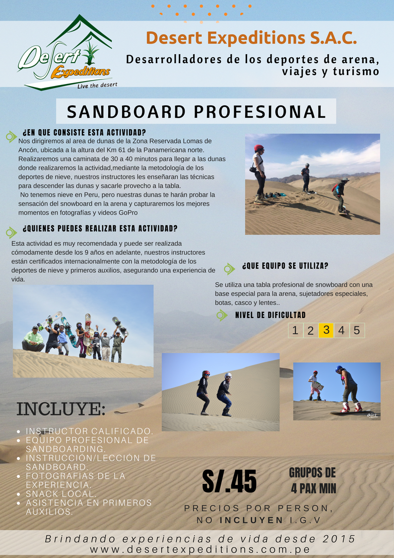 Precios Para Agencias De Tours De Sandboard Y Sand Sled En Lima Por